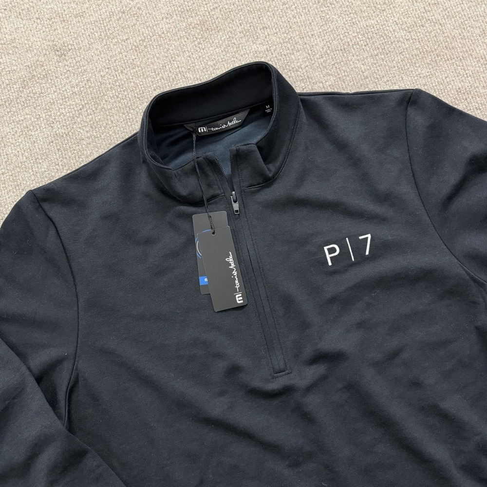 NWT TravisMathew Coveside 1/4 Zip Pullover Black Men's Sz M TM1MZ339